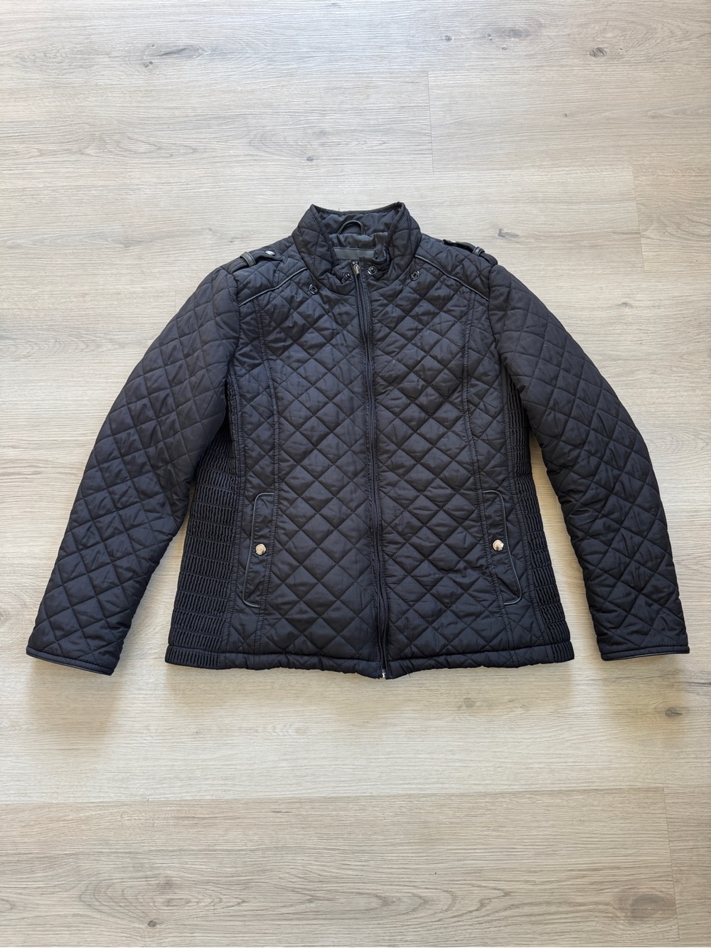 Weatherproof Black Diamond Quilted Utility Jacket Women’s Large Preppy Coat